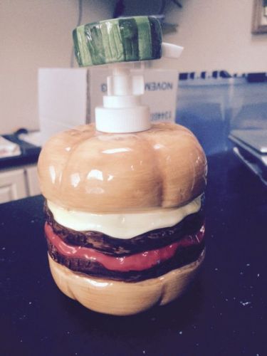 Hamburger shaped ceramic condiment dispenser (lotus) 6 1/4&#034; new for sale