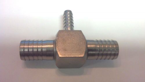 Barb tee, stainless fitting, barb, tee  1/2 barb x 1/2 barb x 1/4 barb on branch for sale