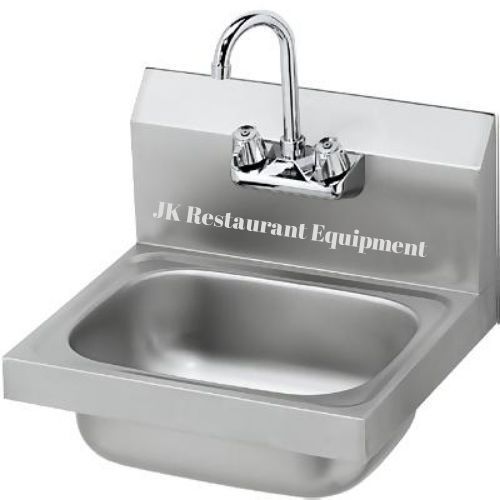 New Commercial Kitchen Stainless Steel Wall-Mount Hand Sink w/ Faucet 15&#034; x 17&#034;