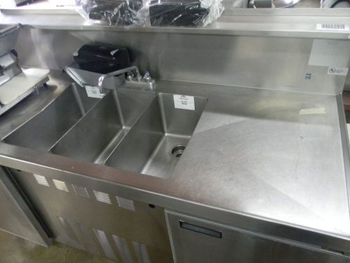 Three Compartment Sink/ Prep Table With Two Refrigerated Small Coolers
