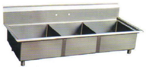 Stainless Steel 59&#034; X 30&#034; 3 Three Compartment Sink NSF