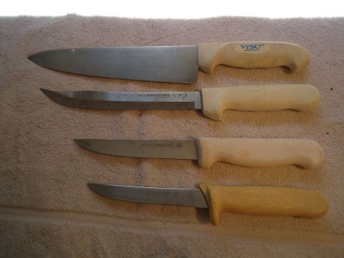 NSF KNIFE LOT DEXTER RUSSELL SYSCO TRAMONTINA WHT HANDLES CHEFS KNIFES SHARP