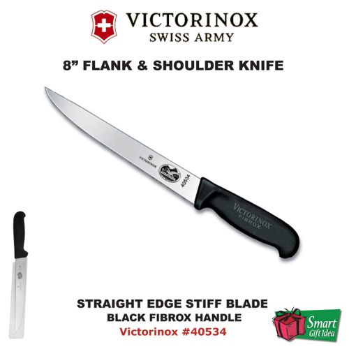 Victorinox Flank And Shoulder, 8&#034; Stiff Blade, Black Fibrox #40534