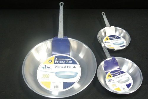 Set of 3 Commercial Aluminum Frying Pans, 14&#034;, 8&#034;, and 7&#034; Heavy Duty Frying Pans