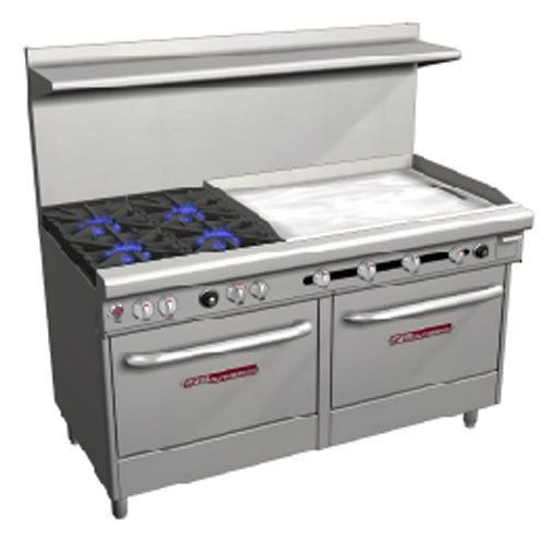 Southbend 4601dd-3tr range, 60&#034; wide, 4 non-clog burners with standard grates (3 for sale