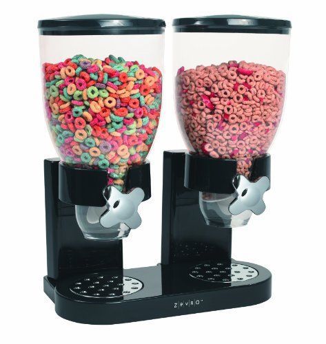 NEW Fun Dual Dry Food Canister Stand With 2 Dispenser Containers Black Chrome RV