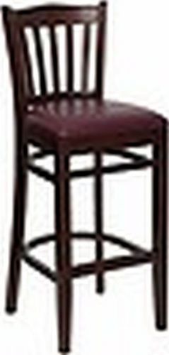 New mahogany  wood restaurant barstools w  burgundy seat *lot of 10 bar stools* for sale