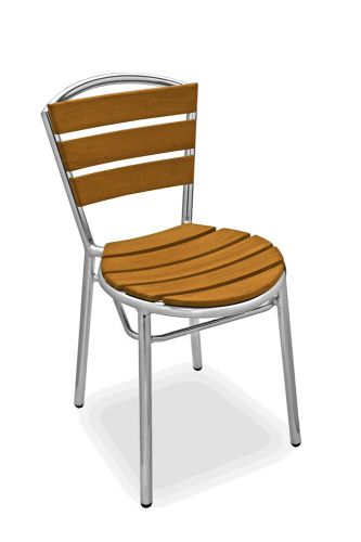 New Florida Seating Commercial Restaurant Outdoor Aluminum Armless Teak Chair