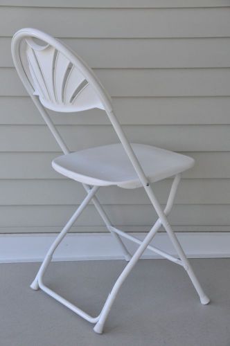 50 White Plastic Fan Back Folding Chairs Commercial Party Chair Free Shipping