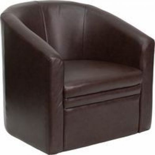 Flash Furniture GO-S-03-BN-FULL-GG Brown Leather Barrel-Shaped Guest Chair