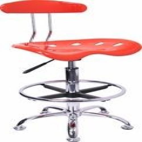 Flash Furniture LF-215-RED-GG Vibrant Red and Chrome Drafting Stool with Tractor