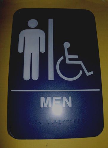 Ada restroom sign men wheelchair braille blue public accommodation approved for sale