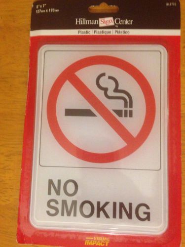 NIP Plastic No Smoking Sign 5&#034; X 7&#034; Adhesive Durable Easy To Read Office Health