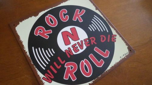 Rock N Roll Will Never Die Tin Metal Sign Wall Art Decoration