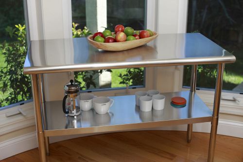 Kitchen Island Stainless Steel Top coffee table bottom shelf adjustable cart NEW