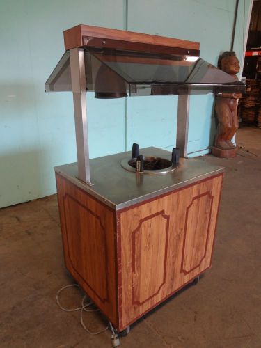 &#034;DUKE&#034; 10&#034; PLATE DISPENSER KIOSK/STAND W/ HEAT LAMP AND SNEEZE GUARD ON CASTERS