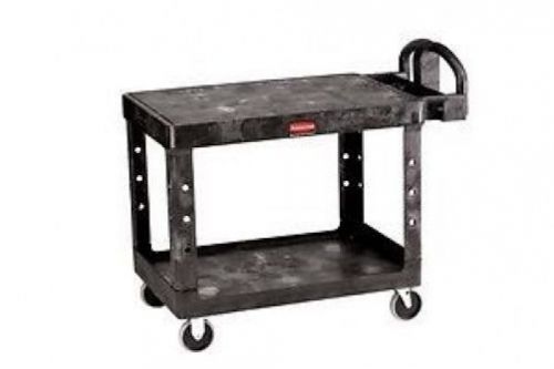 Rubbermaid fg450500bla heavy duty flat 2-shelf utility cart for sale