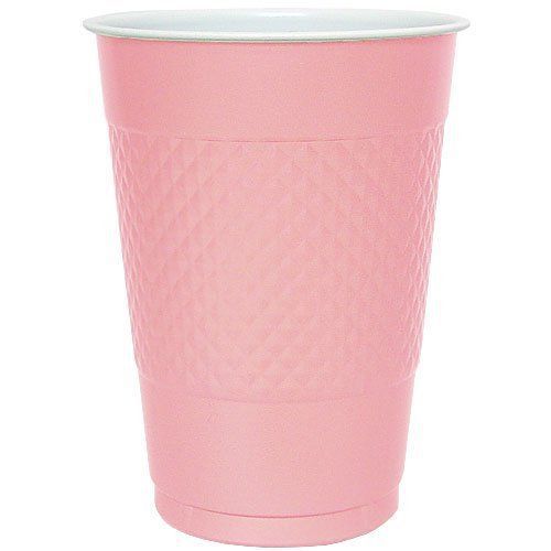NEW 16 Oz Light Pink Plastic Cups - 50 Pk
