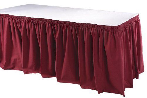 Phoenix 21-1/2 feet table skirting  shirred  burgundy for sale