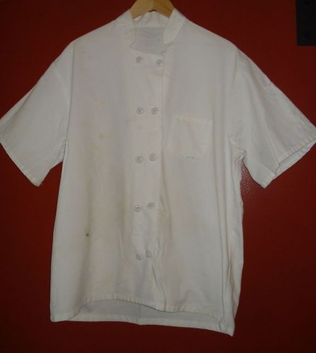 LOT OF 6 WHITE SIZE L SHORT SLEEVE CHEF COATS