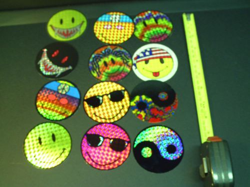 12 Peace Love smiley face cool hippy psychedelic rasta  vending stickers decals