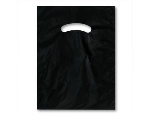 100 qty. 12&#034; x 15&#034; black regular glossy low-density plastic merchandise bags for sale