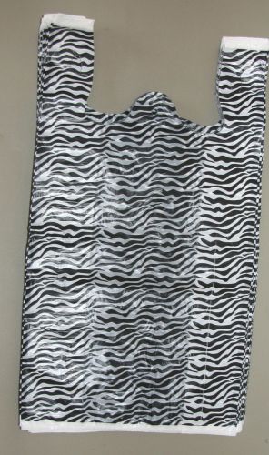 50 Zebra Print Design Plastic T-Shirt Retail Shopping Bags w/ Handles 11.5x6x21&#034;