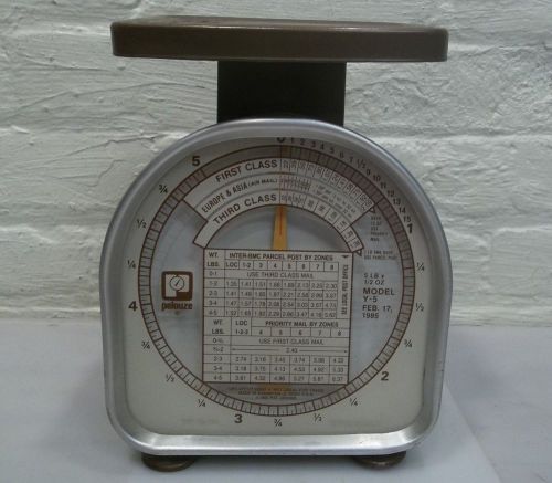 VINTAGE POSTAL SCALE 5# PELOUZE 1985 WEIGHT WEIGHING PACKAGES Y-5