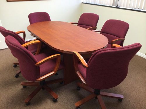 Conference Table, Cherry Laminate, 71&#034; x  35&#034;  with 6 Chairs