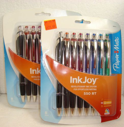Lot of 2 InkJoy 550 RT Ballpoint Retractable Pen, 1.0 mm, Assorted, 8/Pk NEW!!