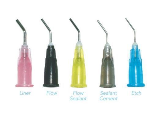 Dental disposable blunt end pre-bent needle tip 25 ga., etch, blue 100pcs/pk for sale