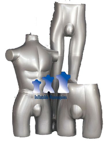 Inflatable Mannequin - Male Brief, Short, Swimsuit Collection, Silver
