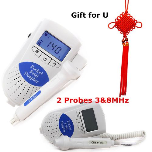 2015 New Pocket/Mini Ultrasonic Fetal Doppler 3Mhz Probe &amp; 8Mhz Vascular Probes