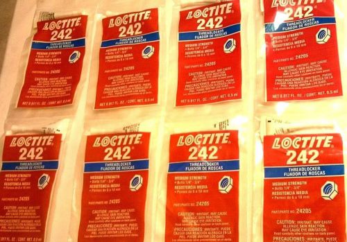 Eight tubes of  loctite 24205 threadlocker, 242 removable, 0.5ml, blue for sale