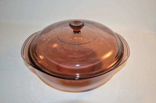 Pyrex Corning Cranberry Roaster Bowl Casserole Covered Baking Dish Free Shipping