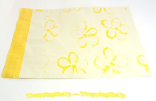 20 -10x13&#034; Yellow Daisy Designer Series Flat Poly Mailers, w/Self-seal closure