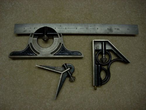 UNION TOOL 4 PIECE 12&#034; COMB SQUARE WITH SQ HEAD, CENTER HEAD &amp; BEVEL PROTRACTOR
