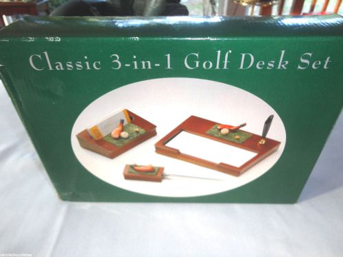 Classic Golf Desk Set, 3 Piece Set  New in Box.