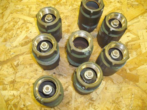 LOT OF 8 1&#034; NPT THREADED INLINE BRASS SPRING CHECK VALVE MADE IN USA