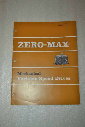 The zero-max variable speed drives &amp; special controls catalog &amp; manual jrw #070 for sale