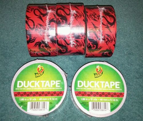 LOT OF 5 DUCK Brand Duct tape Chinese Dragon htf free ship