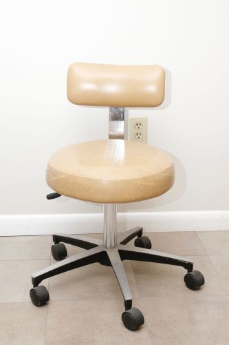 Tan Dental Operator Chair w/ Adjustable Height &amp; 5 Casters