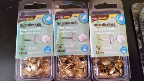 Dritz 9012 Upholstery Decorative Hammered Head Nails Brass 7/16-Inch 3 Boxes 72