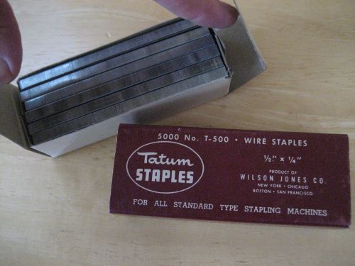 Tatum staples vintage in box of 5000 no. t-500 wire staples red wilson jones nos for sale