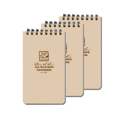 Rite in the rain tan pocket notebook 3 pack 935t for sale