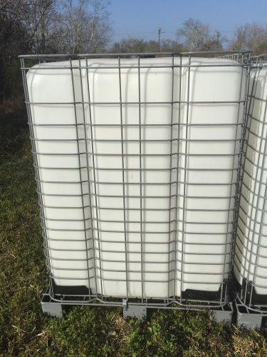 350 Gallon Food Grade IBC Tote Plastic Container Tank Storage Water, Metal Bases