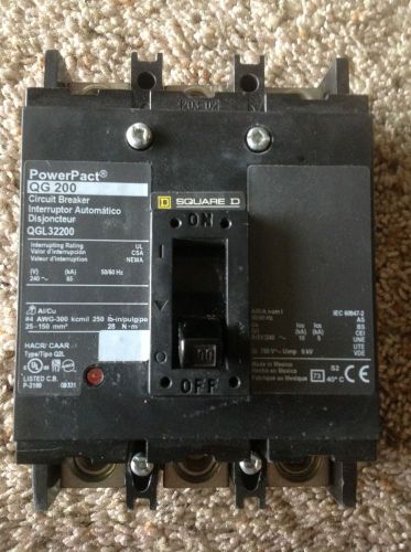 SQUARE D POWERPACT BREAKER 200 AMP 240 VAC 3 POLE MODEL QGL32200