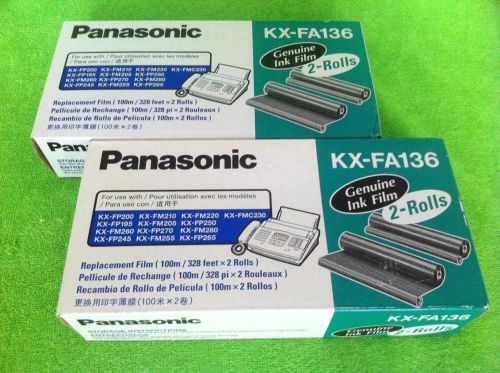 Lot of 2 Panasonic Replacement Fax Genuine Ink Film KX-FA136 4 Total Rolls