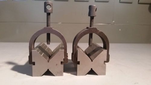 2 7/8&#034; Matched Pair Precision V Blocks With Clamps, Dual 90 Degree Side 45x40x70
