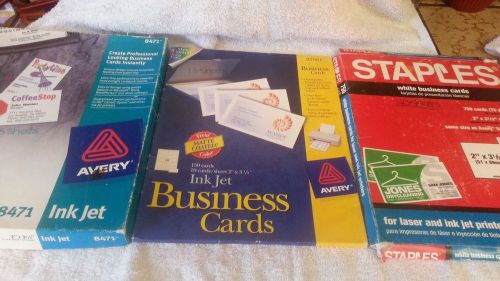 LOT OF106 SHEETS/1,060 WHITE BUSINESS CARDS FOR INK JET STAPLES/AVERY 8371/8471